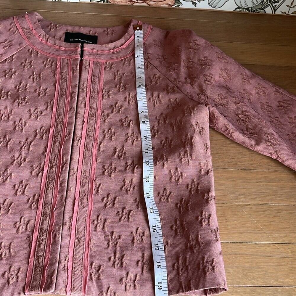 VTG Club Monaco Jacquard Lori Jacket Cropped Mauve Pink Sz 6 Old Money Preppy - Picture 7 of 13